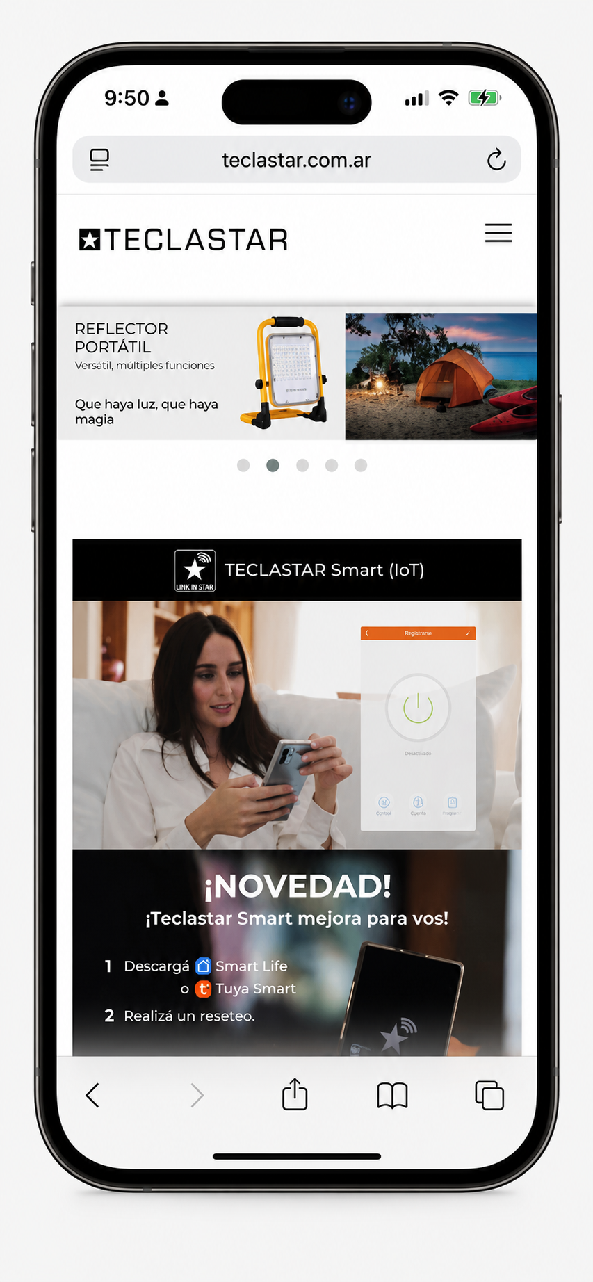 Teclastar — sitio web mobile